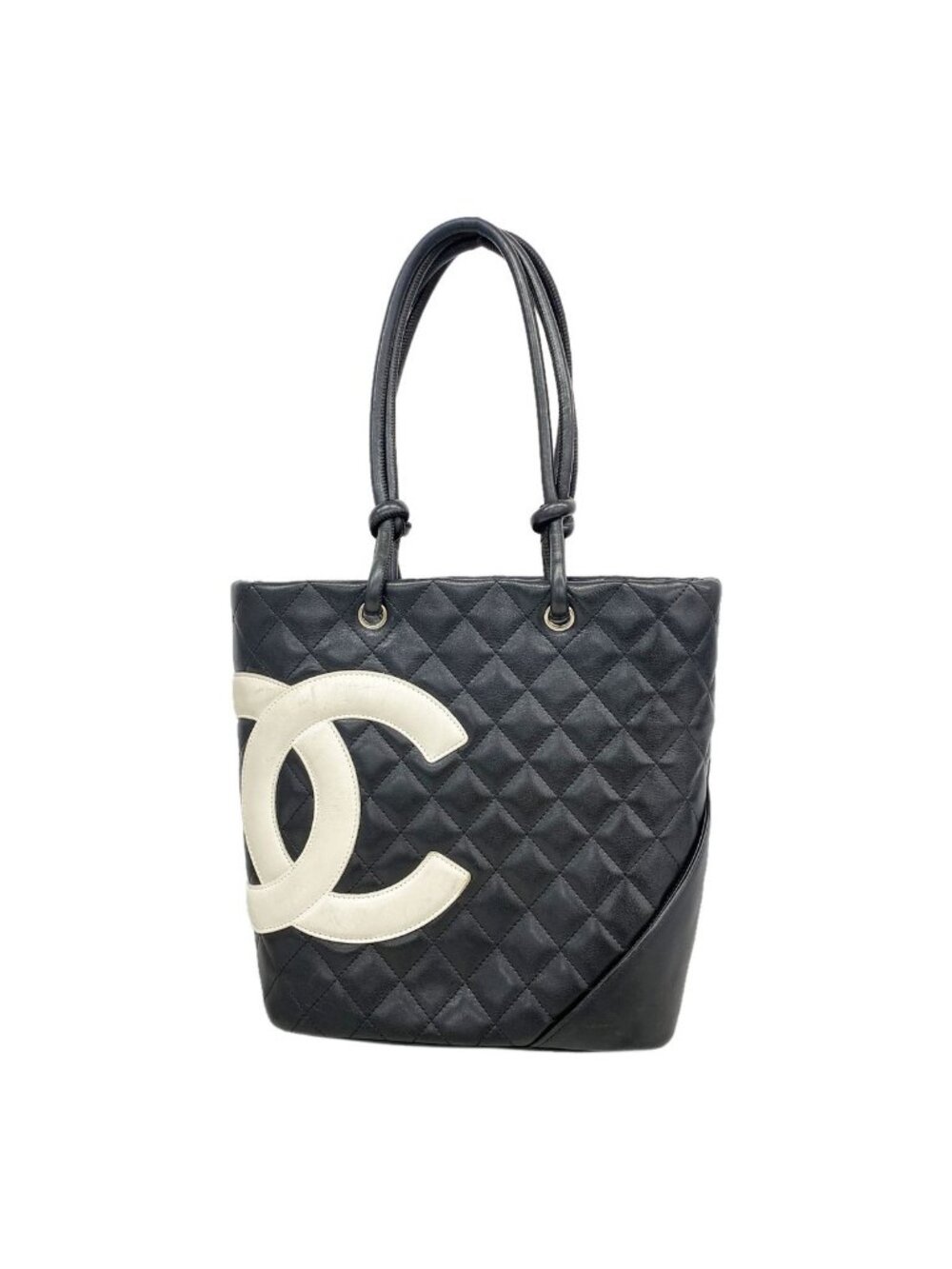 Chanel Tote Bag Cambon Lambskin Black Silver
